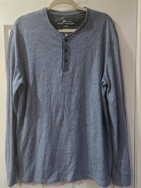 Marc Anthony Light Heather Blue Long-Sleeve Henley Shirt